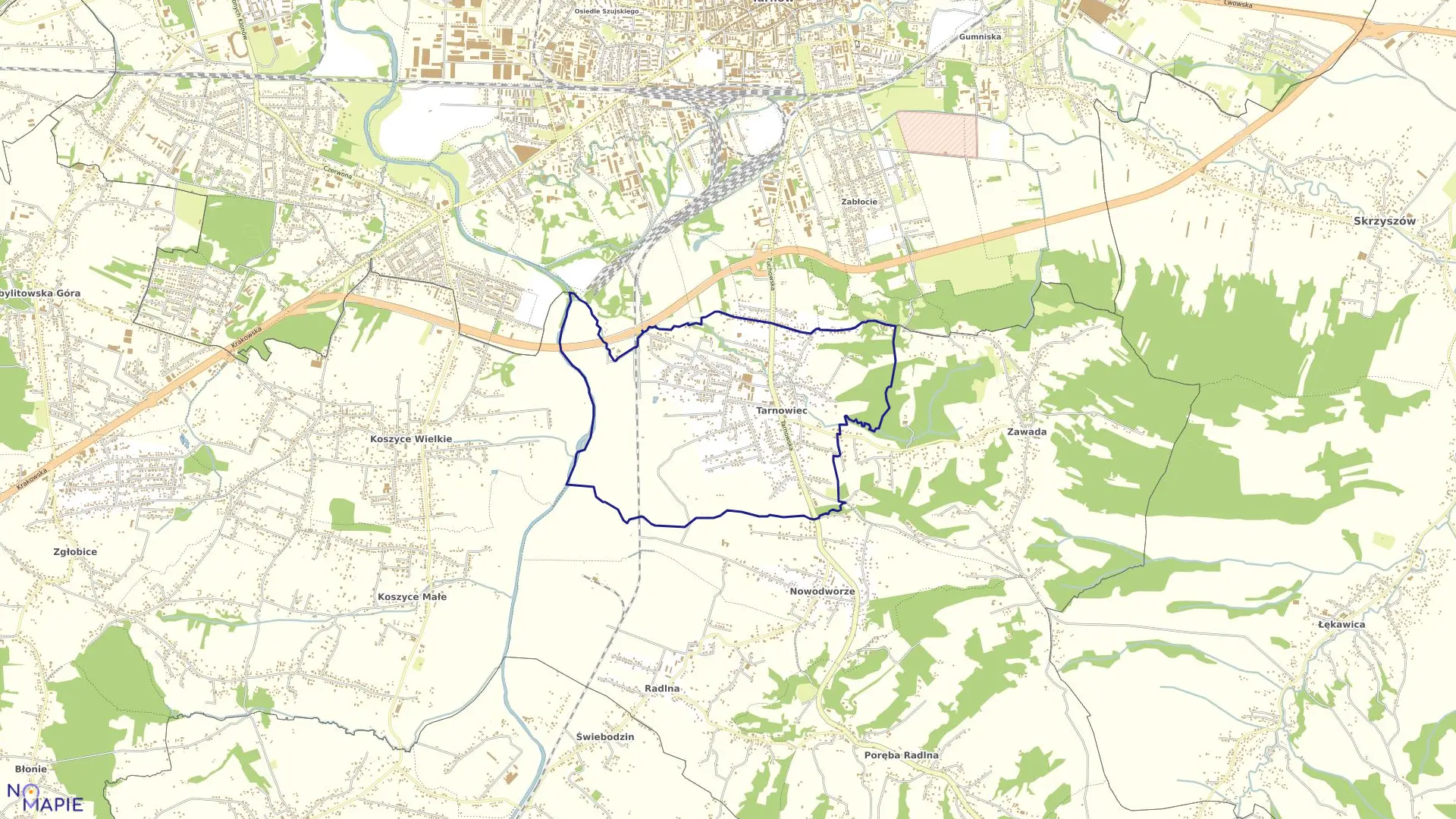 Mapa obrębu Tarnowiec w gminie Tarnów